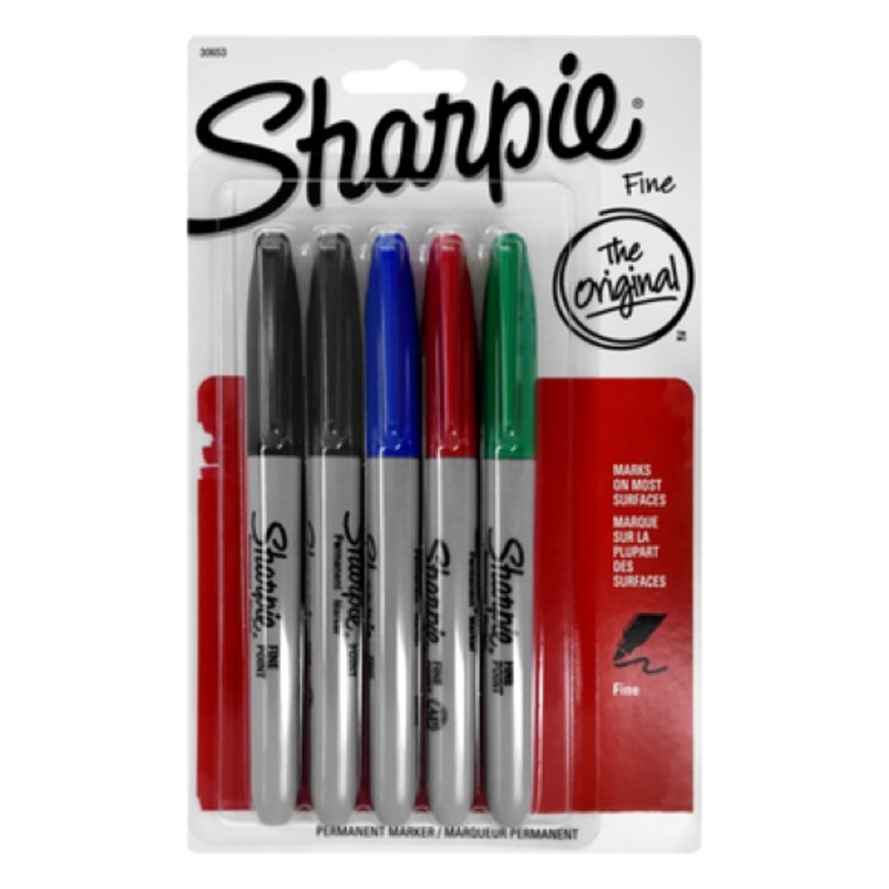 *BRAND NEW* Sharpie Original Fine Point Permanent 5 Markers Black,Blue,Red,Green